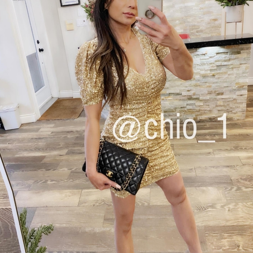 ZARA LIMITED EDITION DRAPED SEQUIN GOLD DRESS - Picture 2 of 16